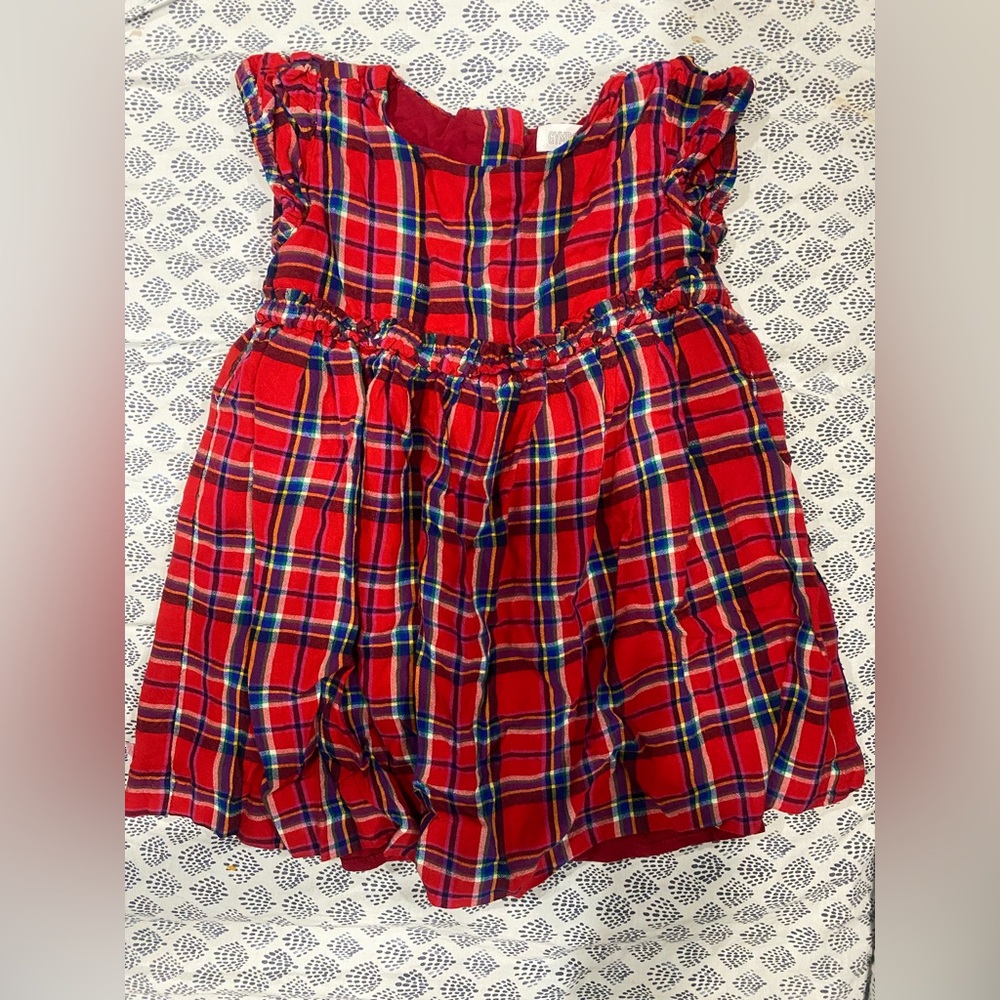 2T Gymboree Red plaid dress with ruffles and buttons #plaid #ruffles